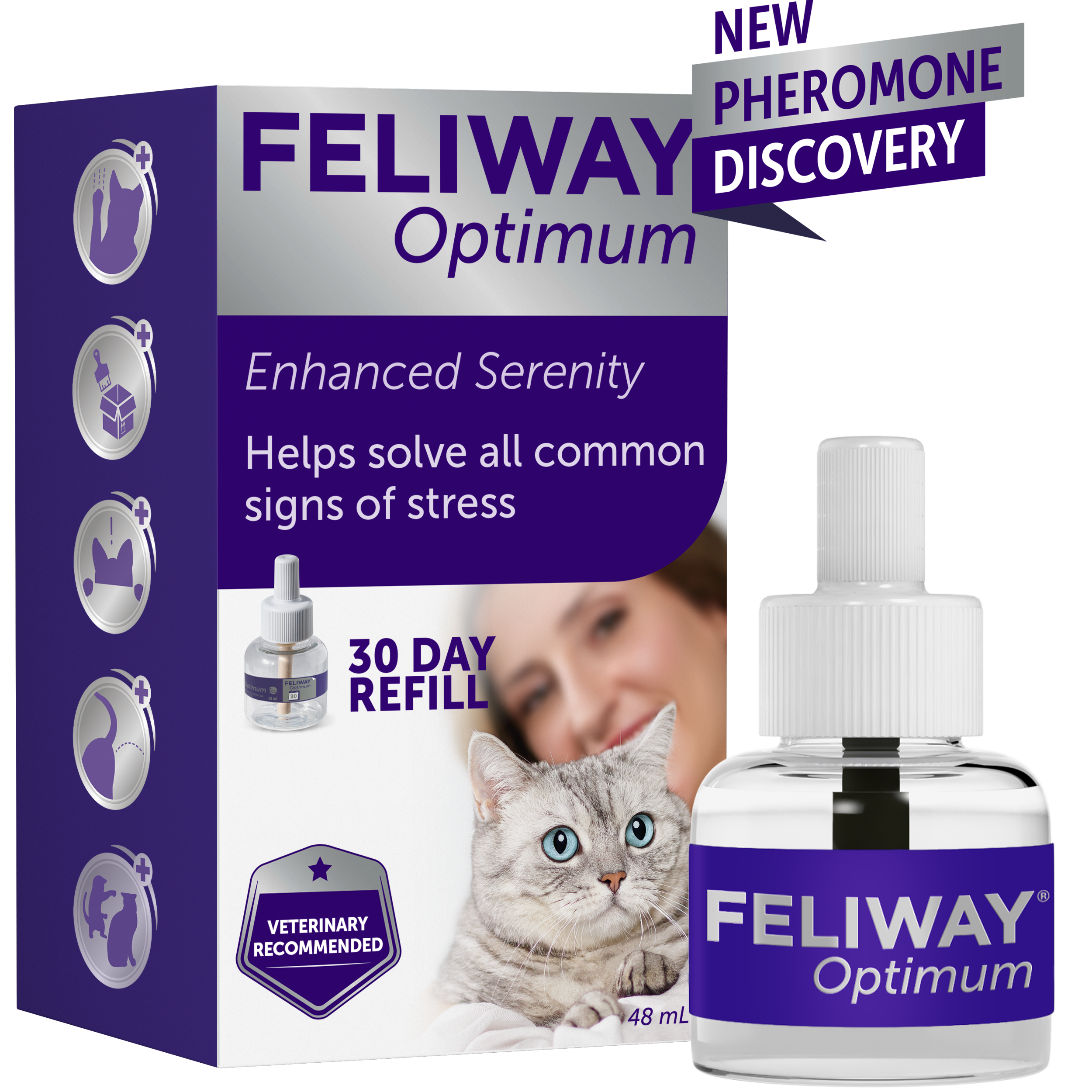 Feliway Optimum Cat Diffuser Refill, 6 count